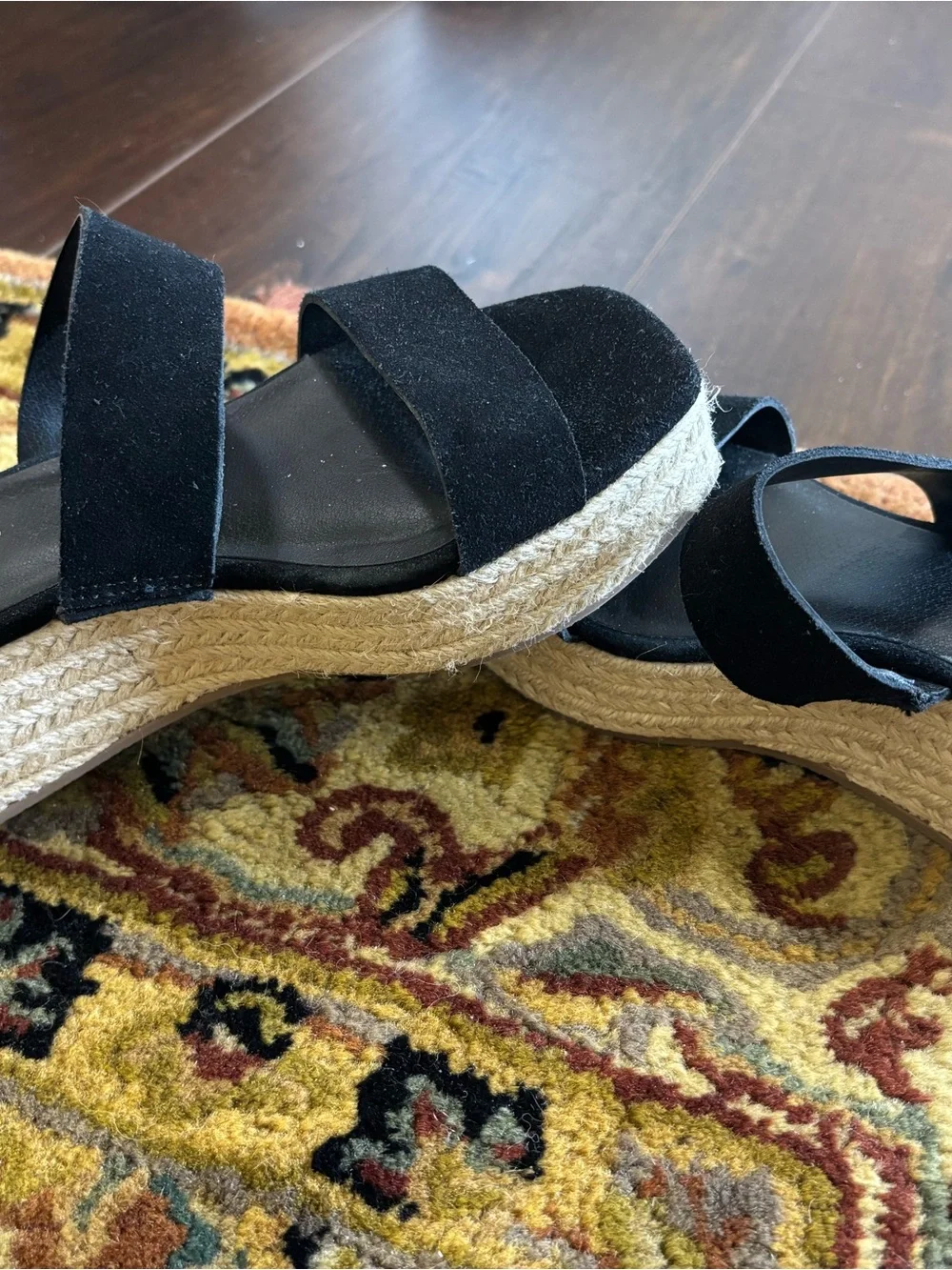 Treasure & Bond Black Suede Espadrille Platform Sandals